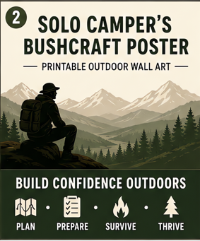 Outdoor Skills & Bushcraft Poster Set • 14 Printable Survival Posters • Camping, Navigation, Firecraft, Shelter, Emergency Wall Art — image 2 of 7