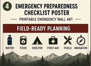 Outdoor Skills & Bushcraft Poster Set • 14 Printable Survival Posters • Camping, Navigation, Firecraft, Shelter, Emergency Wall Art — image 4 of 7