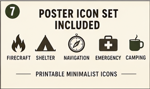 Outdoor Skills & Bushcraft Poster Set • 14 Printable Survival Posters • Camping, Navigation, Firecraft, Shelter, Emergency Wall Art — image 7 of 7